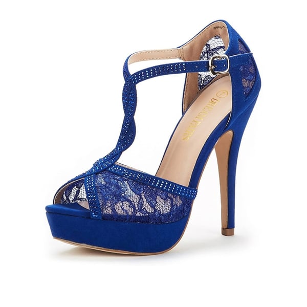 Peep Toe High Heel Platform Sandals - ROYAL BLUE -  0